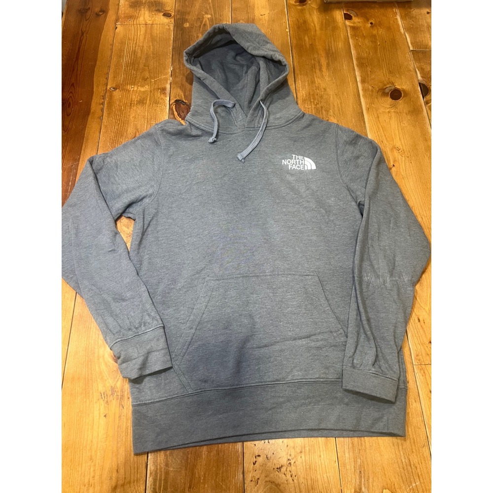 The North Face Mens Gray Red Box Logo Pullover Hoodie Sweatshirt Small S
